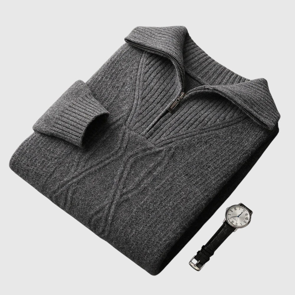 Libuše - Pulover s zipom Taranto iz merino volne