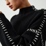 Alma | Oversize-dolčevita pulover s Piqué detajli