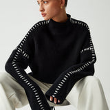 Alma | Oversize-dolčevita pulover s Piqué detajli