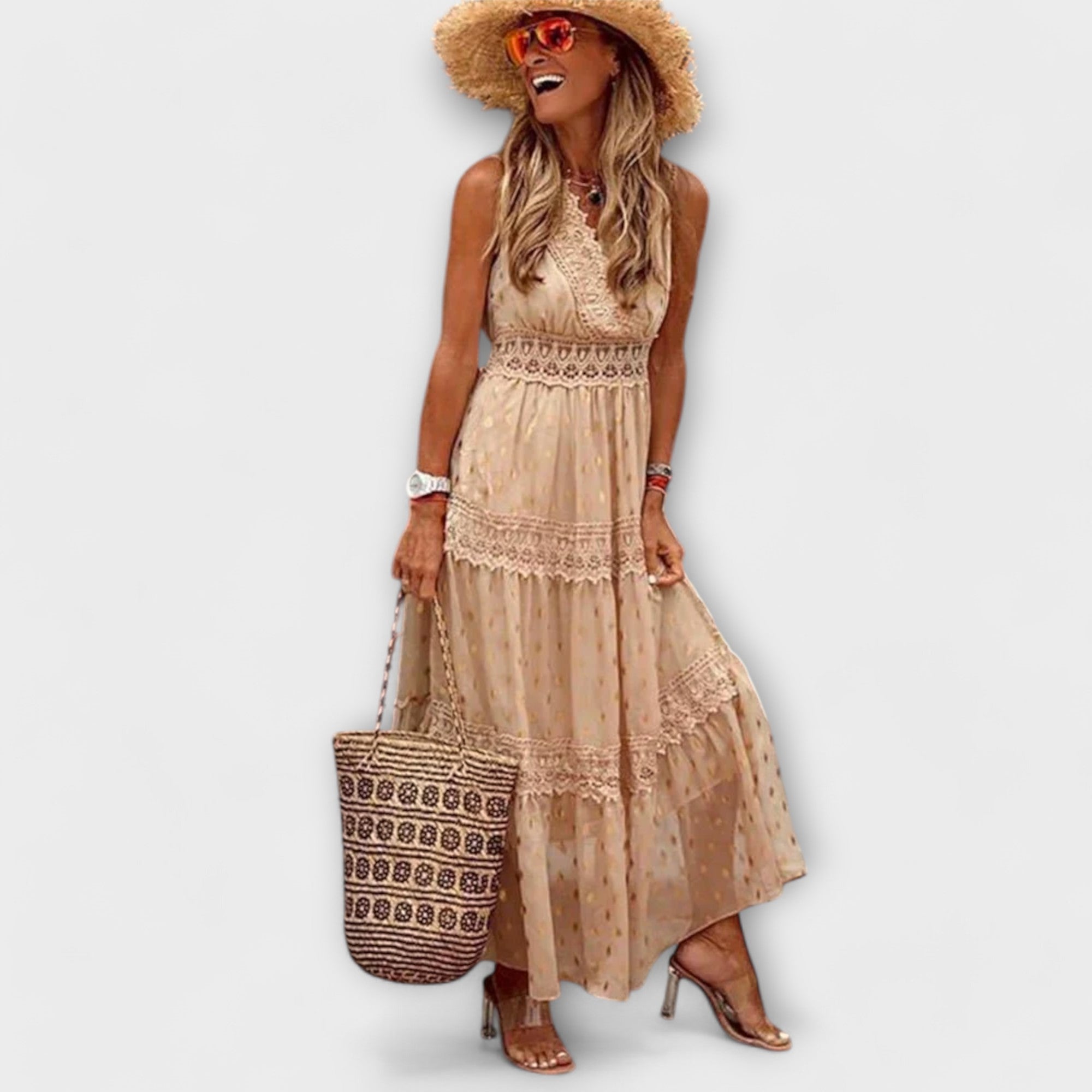 Lola - Maxi obleka z boho čipko
