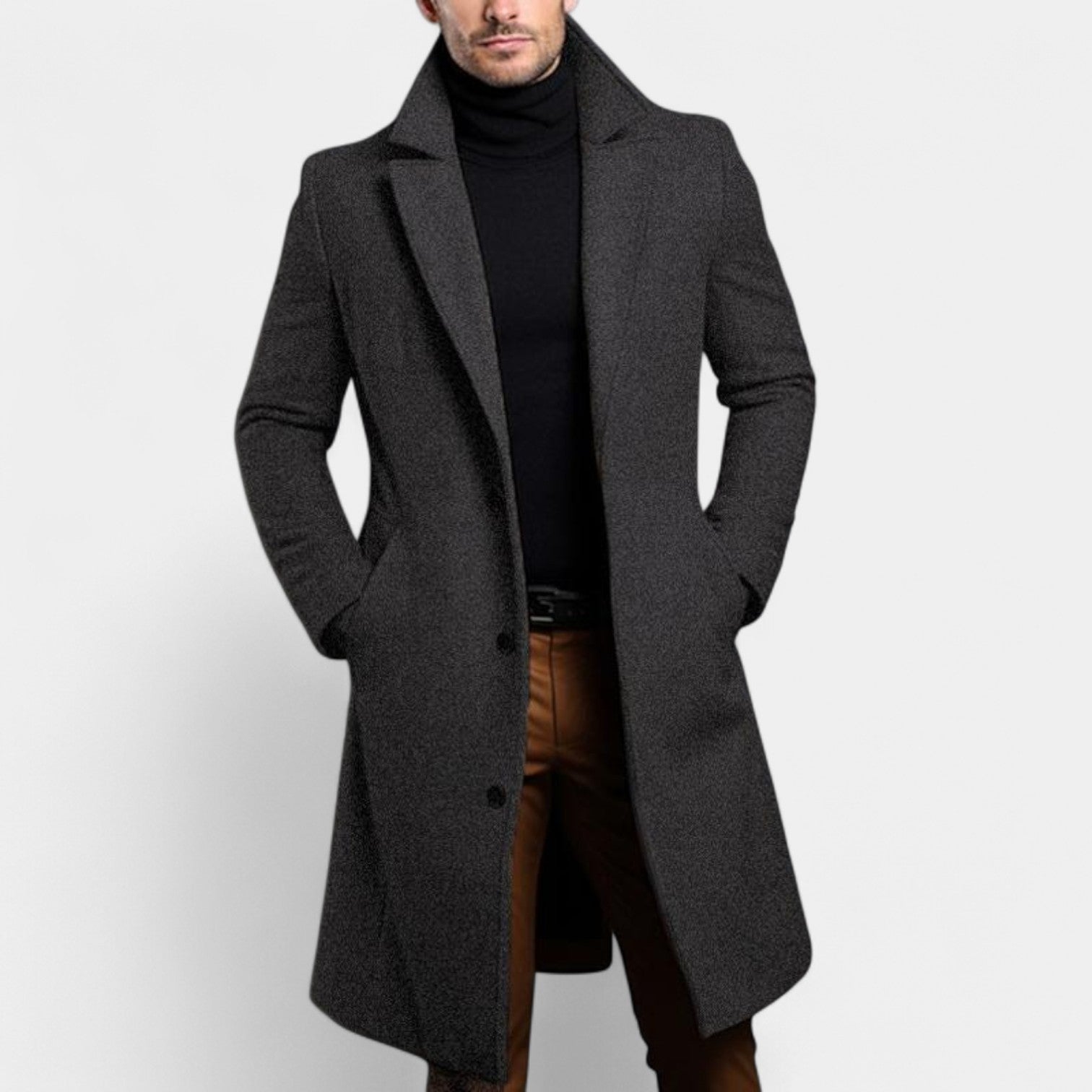Adam – Eleganten moški plašč s klopami